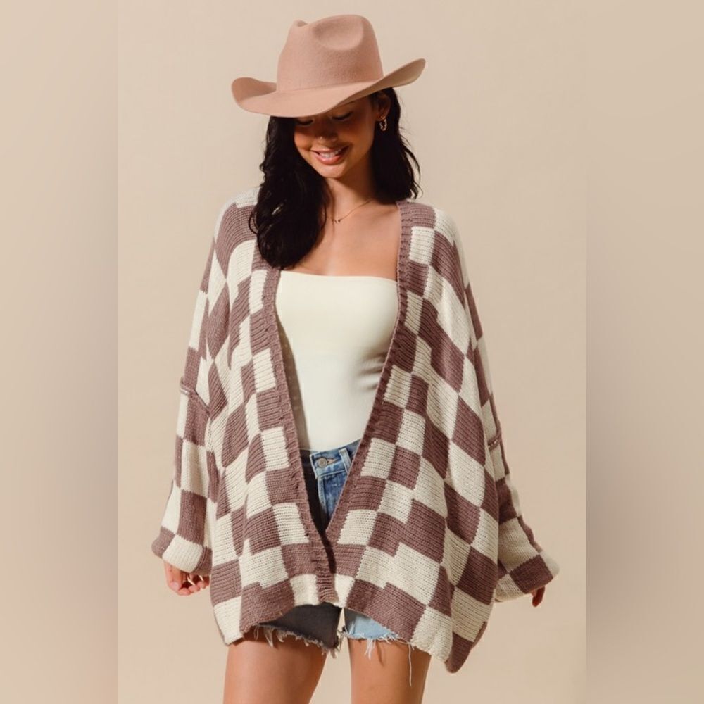 899. CHECK PLAID CARDIGAN SWEATER - Picture 4 of 12